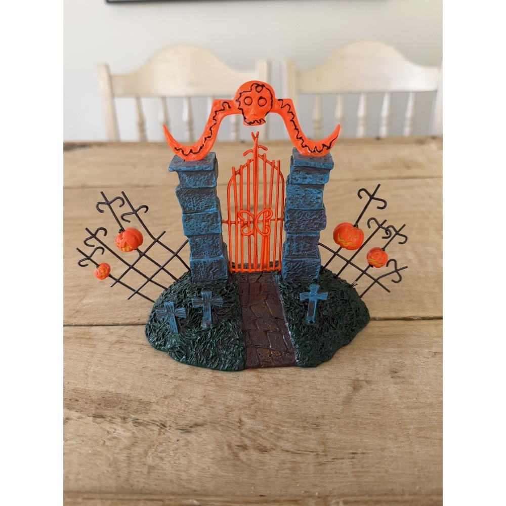 Hawthorne Village Nightmare Before Christmas Cemetery Gate Black Light Edition
